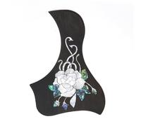 Piezas De Guitarra Acústica Golpeador De Guitarra Acústica Con Incrustaciones De Palisandro Con Flor De Rosa Blanca Real Y Pájaro En Forma De Respaldo Adhesivo De Doble Cara
