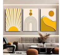piezas de impresiones minimalistas modernas, arte abstracto con rayos de sol para sala de estar, dormitorio, estudio, entrada, arte de pared, decoración de pared (50 x 70 cm x 3, sin marco)