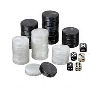 Piezas de Juego - Backgammon - Grande - 34 X 10MM - Plástico - Negro Blanco -
