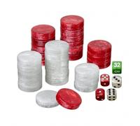 Piezas de Juego - Backgammon - Grande - 34 X 10MM - Plástico - Rojo Blanco -