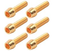 Piezas de manillar de dirección de bicicleta de acero, espaciador de perno de tornillo de vástago de bicicleta (Una tarjeta dorada/6 piezas)