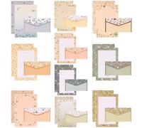 Piezas de Papelería con Sobres,90 PCS Juego de Papel de Cartas Flores con 30 Sobres Bonitos Kit de Papelería para Invitaciones de Boda Tarjetas de Cumpleaños Personalizadas y Escritura