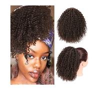 Piezas de Pelo de Moño Para mujer 8 pulgadas rizado corto con cordón Horquilla Cola de caballo Afro Cola de caballo Extensión del cabello Bollo rizado sintético for mujeres negras Pieza de Pelo de Moñ