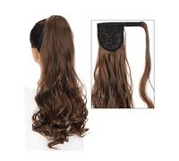 Piezas de Pelo de Moño Para mujer Cola de Caballo ondulada larga de 22 ", alargamiento de cola de caballo rizada sintética, extensión de pelo, pinza for el pelo, peluca for mujer, moño rizado Pieza de