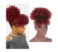 Piezas de Pelo de Moño Para mujer Moño sintético High Puff Bun Ponytail Cordón con flequillo Fluffy African Short Curly Extensiones de cabello for mujeres