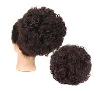 Piezas de Pelo de Moño Para mujer Sintético Bun Puff Cordón Cola de caballo Corto Rizado Afro Peluca alargada for mujeres negras Niñas