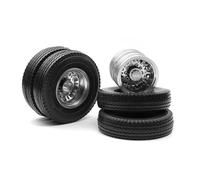 Piezas de radiocontrol para Tamiya 1/14 RC Remolque Camión Tractor Piezas De Automóvil Llantas para Cubo Rueda Delantera Y Trasera con Neumáticos Goma 22 Mm/25 Mm Ancho(Rear)