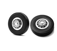 Piezas de radiocontrol para Tamiya 1/14 RC Remolque Camión Tractor Piezas De Automóvil Llantas para Cubo Rueda Delantera Y Trasera con Neumáticos Goma 22 Mm/25 Mm Ancho(Front)
