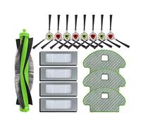 Piezas de repuesto compatibles con iRobot Roomba Combo R113840 juego de accesorios para aspiradora robótica, 1 cepillo rodante + 4 pares de cepillos laterales + 4 filtros + 3 paños para fregona