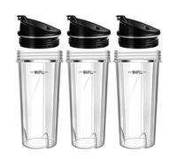 Piezas de repuesto for licuadora, compatibles con Ninja, paquete de 3 vasos de 16 oz con tapas for llevar, compatibles con Nutri, QB3001SS, aptos for lavavajillas a prueba de fugas, sellados