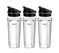 Piezas De Repuesto For Licuadora, Compatibles Con Ninja, Paquete De 3 Vasos De 16 Oz Con Tapas For Llevar, Compatibles Con Nutri, QB3001SS A Prueba De Fugas De Gran Capacidad