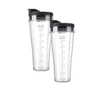 Piezas De Repuesto For Licuadora, Compatibles Con Ninja, SS101, 24 Oz. Kit De Tazas Delgadas De Un Solo Servicio Con Tapas For Llevar For SS100 SS300 SS400 A Prueba De Fugas(2PCS 24OZCup and Lid)