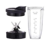 Piezas de repuesto for licuadora, vaso de 24 onzas y cuchilla extractora de 7 aletas, compatible con Nutri, compatible con Ninja, Auto IQ BN801 SS101 BL480-30 B