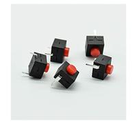 Piezas de repuesto microinterruptor 5 piezas rojo/negro pequeño micro interruptor bloqueo automático 8 * .4 con 2 pies botón táctil luz L068-A DC30V1A(5 Red)