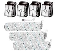 Piezas de repuesto para aspiradora Bissell CrossWave Max 2554 2590 2593 2596 para HydroSteam 35151 3515 3515 35152 3513 3518, 3 rodillos de cepillo multisuperficie y 4 filtros HEPA