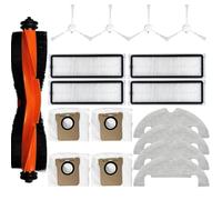 Piezas de repuesto para aspiradora compatibles con accesorios Xiaomi X10, 1 cepillo principal, 4 filtros, 4 cepillos laterales, 4 almohadillas para fregona, 4 kits de bolsas de polvo (17 piezas)