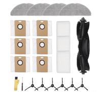 Piezas de repuesto para aspiradora robot Tapo RV30 Max Plus y RV20 Max Plus modelos incluyendo 1 cepillo principal, 6 cepillos laterales, 3 filtros, 4 paños de fregona y 6 bolsas