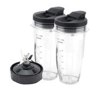 Piezas de repuesto para Blender compatibles con Ninja vaso 24oz cuchillas 7 aletas y tapa sellada licuadoras Nutri BL480 BL482 BL642 NN102 BL682 BL2012 BL2013 BL480D BL481 BL486CO BL487 BL487A BL488W