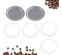 Piezas de repuesto para cafetera espresso Moka Pot que incluye 2 filtros y 4 sellos de junta de silicona diseñados para modelos de capacidad de 3 tazas, 6 tazas, 9 tazas (6 tazas)