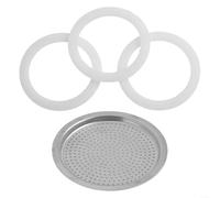 Piezas de repuesto para cazuela moca, para tazas de 3/4, juntas de silicona de repuesto y filtro de aluminio para cafetera Moka Pot Espresso Accesorios 3 Pack Junta + colador para 2 3 6 9 12 tazas (3