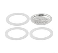 Piezas de repuesto para cazuela moca, para tazas de 3/4, juntas de silicona de repuesto y filtro de aluminio para cafetera Moka Pot Espresso Accesorios 3 Pack Junta + colador para 2 3 6 9 12 tazas (2