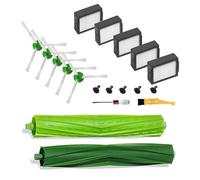 Piezas de repuesto para iRobot Roomba i7 i7+ i8 i8+ i1 i2 i3 i3+ i4 i4+ i6 i6+ E5 E6 E6 E7 j6 j7 j7+/Plus E, I & J Series Robot Aspirador, 1 juego de cepillo de rodillo de goma, 5 cepillos laterales y