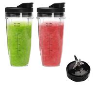 Piezas de Repuesto para Licuadora Ninja, 2 Piezas 24 oz Tazas de Repuesto con Tapa Extraíble y 7 Cuchilla Extractora, Compatible con BN801 BL480 BL640 BL642 BL2012 BL2013, Blender Accesorios