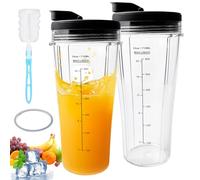 Piezas de repuesto para licuadora Ninja, 2 piezas de repuesto para vasos Ninja, Piezas de repuesto para batidora Ss100, Ss101, Ss300, incluye 2 tapas abatibles, 1 junta de goma, 1 cepillo de olla (710
