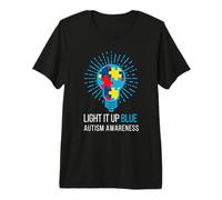 Piezas de Rompecabezas con Cinta Azul Light It Up para concientizar sobre el Autismo Camiseta Premium