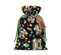 Piezas de rompecabezas de concienciación sobre el autismo, bolsas de regalo con cordón con estampado de corazón, para temporada de vacaciones, cumpleaños, aniversarios y cualquier ocasión especial
