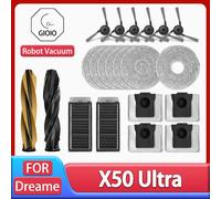 Piezas de vacío para Dreame X50 Ultra / S40, edición mejorada, cepillo lateral de rodillo principal, filtro Hepa, paño de mopa, accesorios para bolsa de polvo 20 Mop Cloths