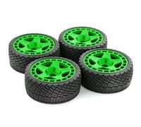 Piezas EspecíFicas RC para Arrma para WRC para KM Citroën C3 Feishen para Mustang CNE 1/7 1/8 Juego Neumáticos Ruedas 17mm/14mm Hex W197 RC Accesorios Actualización(Green)
