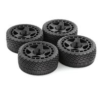 Piezas EspecíFicas RC para Arrma para WRC para KM Citroën C3 Feishen para Mustang CNE 1/7 1/8 Juego Neumáticos Ruedas 17mm/14mm Hex W197 RC Accesorios Actualización(Black)
