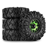 Piezas EspecíFicas RC para Axial para SCX10 Pro para Capra UTB18 para TRX4 para Redcat 1/10 Neumáticos Mampostería 110 * 38MM Barro Neumáticos Ruedas Todoterreno Piezas Coche RC(Tire Green hub)