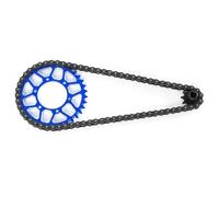 Piezas EspecíFicas RC para LOSI para Promoto-MX 1/4 Acero 10T Engranaje Delantero 36T Engranaje Trasero Juego Cadena Piñón 70 Secciones Accesorios De Actualización RC(Blue)