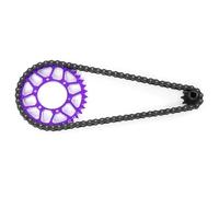 Piezas EspecíFicas RC para LOSI para Promoto-MX 1/4 Acero 10T Engranaje Delantero 36T Engranaje Trasero Juego Cadena Piñón 70 Secciones Accesorios De Actualización RC(Purple)