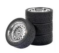 Piezas EspecíFicas RC para Tamiya para TT01 para TT02 para Kyosho para Sakura D3 Traxxas 4Tec 2,0 1/10 1/12 1/14 Neumáticos Carretera Rueda 12mm Llantas Plástico Hexagonales RC Coche(Silver)