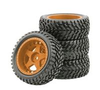Piezas EspecíFicas RC para Tamiya para WLtoys para Hpi para Hsp para Arrma para Buggy 1/10 Plano Neumáticos para Rally Llantas 75mm Juego Piezas Hexagonales 12mm Control Remoto(Chocolate)