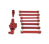 Piezas EspecíFicas RC para Wltoys 1/12 124006 12423 12427 12428 Mejora De Metal Grupo Dirección con Varilla Fija Brazo Servo Piezas Mejora para Coches RC(Red)