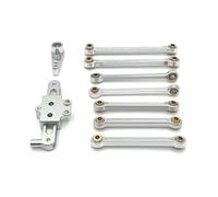 Piezas EspecíFicas RC para Wltoys 1/12 124006 12423 12427 12428 Mejora De Metal Grupo Dirección con Varilla Fija Brazo Servo Piezas Mejora para Coches RC(Silver)