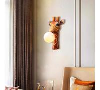 Piezas Lámpara de pared Interior Ciervos Luz de pared Resina 3D Iluminación de pared creativa Pantalla de vidrio redonda moderna Lámpara de noche Niño Niña Lámpara de guardería Piezas de decoración