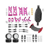 Piezas Mejora Coche Rc Para Wltoys Para Losi Micro BT 244016 1/24 Brazos Suspensión Metal Amortiguador Dirección Eje CVD Chasis Piezas Control Remoto(Pink,6set)