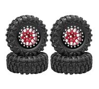 Piezas Mejora RC para Ascent18 para Scx24 para Trx4M 1/24 Y 1/18 RC Crawlers Coche Aluminio Beadlock Ruedas Barro para Neumáticos Terreno Conjunto Piezas Mejora(Red)