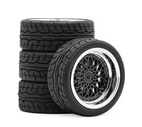 Piezas Mejora RC para Tamiya para Tt02 Xv01 WRC 1/10 RC Car 4 Uds 65mm Ruedas para Neumáticos Derrape-en Carretera para Carreras Flat Run Set Piezas Mejora