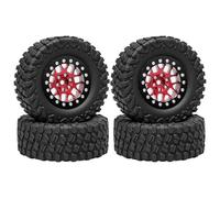 Piezas Mejora RC para TRX4M para SCX24 1/18 1/24 Coche Trepador Control Remoto 1,3 Pulgadas Neumático Blando Barro Beadlock Rueda Piezas Llanta Reparación Actualización(Red)