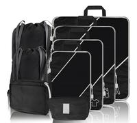 Piezas Organizador Maleta Bolsas Organizadoras Maleta, Negro Extensible Organizadores Maletas de Viaje, Ultraligero Compression Packing Cubes para Guardar Ropa Mientras Viaja y en Casa