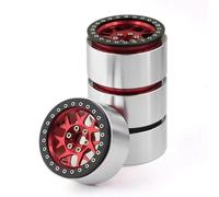 Piezas Orugas RC para Axial para SCX10 RR10 para Wraith para Traxxas para TRX4 para TRX-6 1/10 RC Accesorios Actualización Coche CNC Aluminio 2,2 Llanta Rueda Beadlock 4 Uds(Red)
