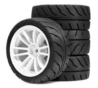 Piezas Orugas RC para Tamiya para TT01 para TT02 XV01 XV02 PTG-2 para HSP para HPI para Kyosho para MST 1/10 RC Piezas Actualización Coche WRC Neumáticos para Rally 12mm Hex(White)