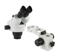 Piezas para microscopios de laboratorio Cabezal de microscopio estereoscópico trinocular con zoom continuo y parfocal simultáneo de 7X-45X y soporte de 76-25 mm(Wit)