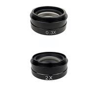 Piezas para microscopios de laboratorio Lente de cristal de objetivo auxiliar 0.5X/2.0X/0.3X Barlow for 10A 180X 300X C-MOUNT Lens Industry Video Microscope Camera(0.3X 2.0X)